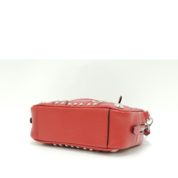 70414 3 PRADA Mini Shoulder Pouch Diagonal Bag Soft Calf Red