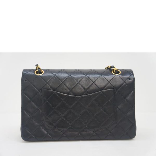 70566 2 Chanel Matelasse W Flap Chain Shoulder Bag Black