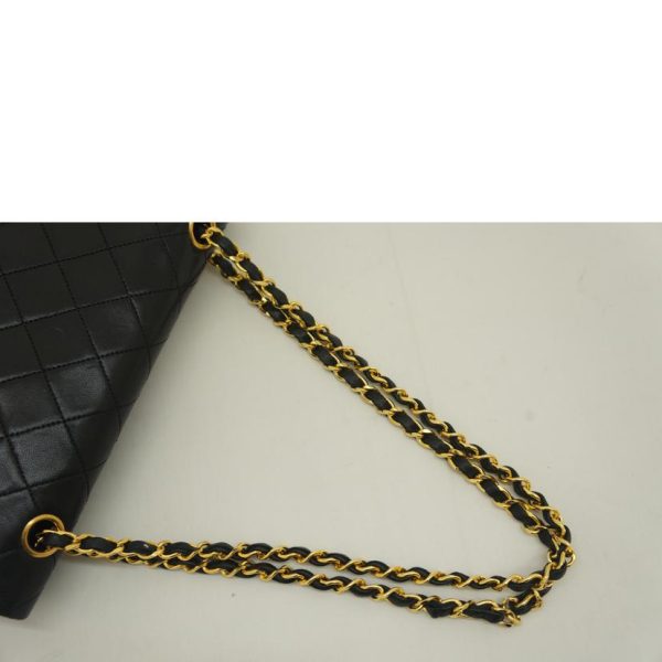 70566 4 Chanel Matelasse W Flap Chain Shoulder Bag Black