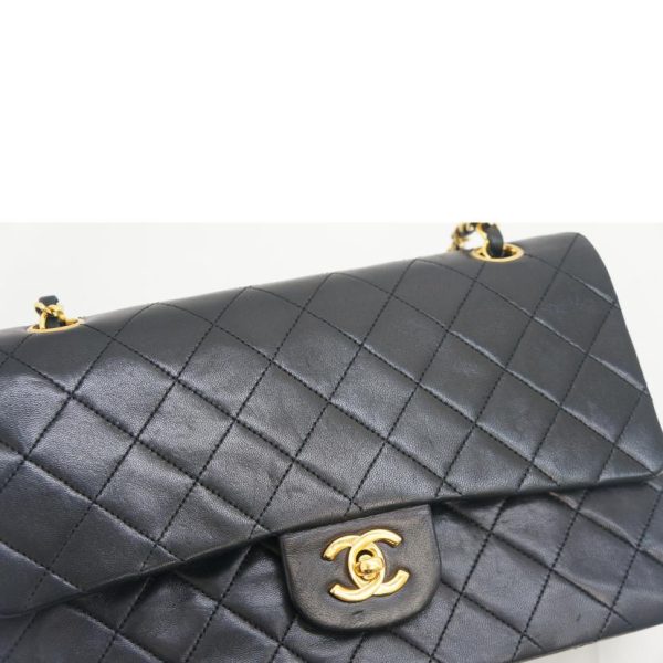 70566 7 Chanel Matelasse Lambskin 25W Flap Chain Shoulder Bag Black