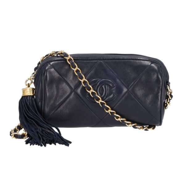 70581 1 Chanel Fringe Chain Shoulder Bag Black