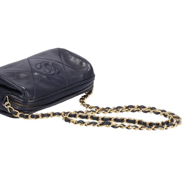 70581 4 Chanel Fringe Chain Shoulder Bag Black