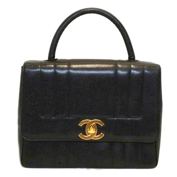 70598 1 Chanel Mademoiselle Deca Coco Mark Caviar Skin Handbag Black