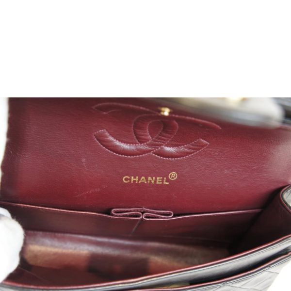 70604 5 Chanel W Flap Lambskin Chain Shoulder Bag Black