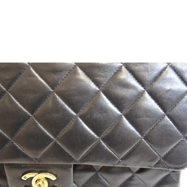 70604 7 Chanel W Flap Lambskin Chain Shoulder Bag Black