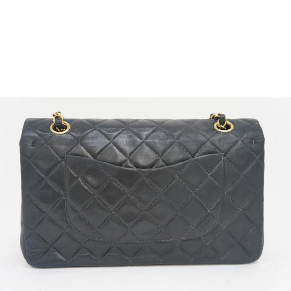 70672 2 Chanel Matelasse W Flap Chain Shoulder Bag Black