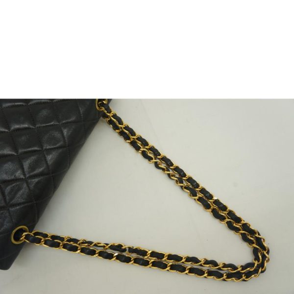 70672 4 Chanel Matelasse W Flap Chain Shoulder Bag Black