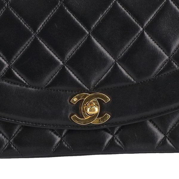 70703 7 Chanel Matra Sera Lambskin Diana Flap Shoulder Bag Black