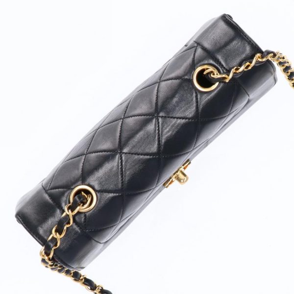 70703 9 Chanel Matra Sera Lambskin Diana Flap Shoulder Bag Black