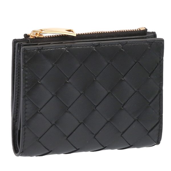 707601 vcpp3 8425 BOTTEGA VENETA Intrecciato Bifold Zipper Intrecciato Wallet Black