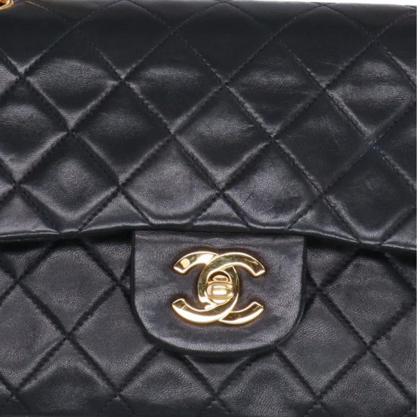 70768 8 Chanel Matelasse 23W Flap Chain Shoulder Bag Black