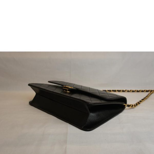 70802 3 Chanel Matelasse Single Flap Chain Shoulder Bag Black