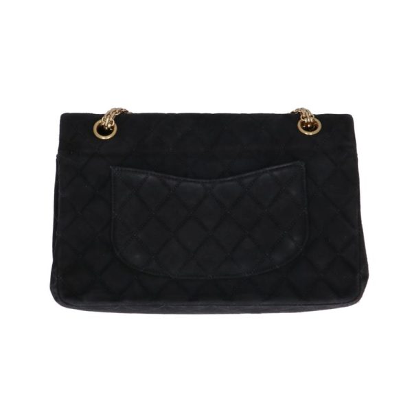 70867 2 Chanel Velor Flap Chain Shoulder Bag Black