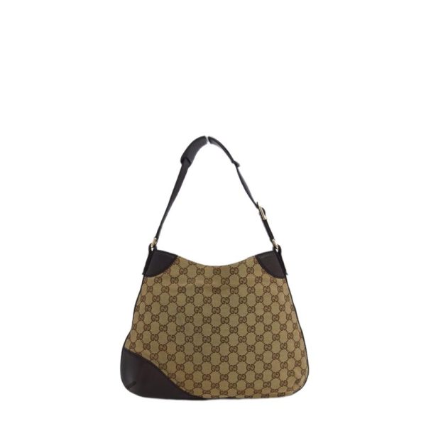 70894 2 Gucci GG Canvas Horsebit Semi Shoulder Bag Beige