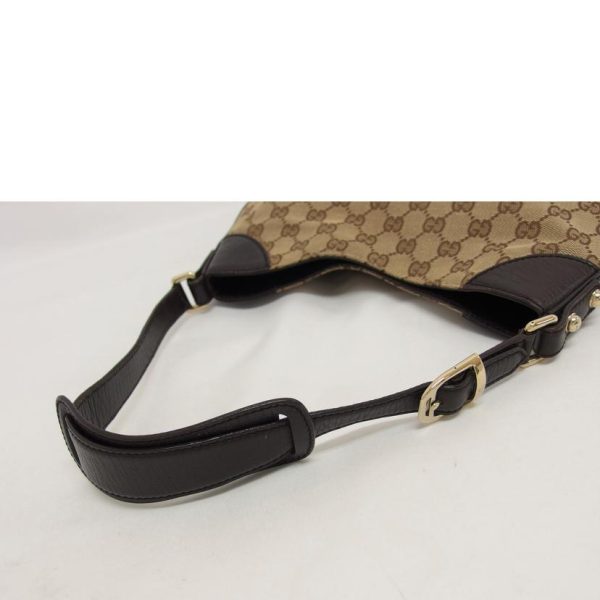 70894 4 Gucci GG Canvas Horsebit Semi Shoulder Bag Beige