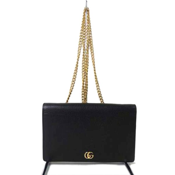 70906 1 Gucci GG Marmont Chain Wallet Black