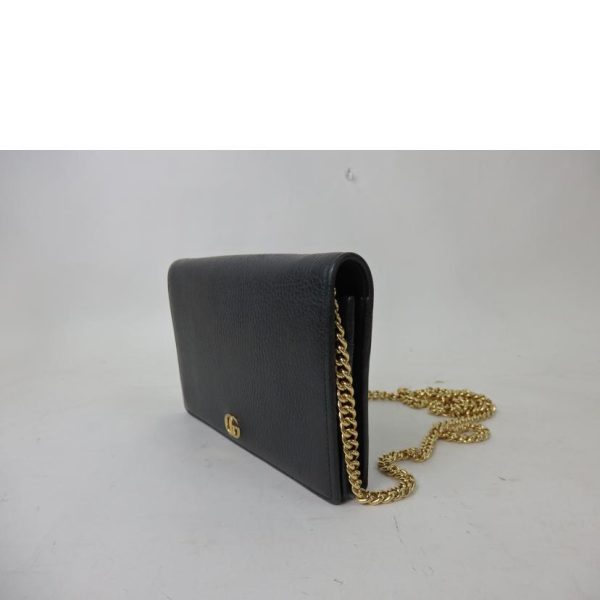 70906 3 Gucci GG Marmont Chain Wallet Black