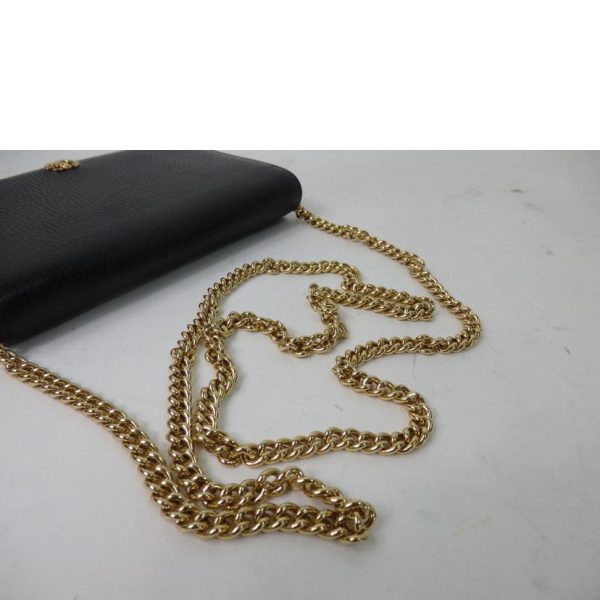 70906 5 Gucci GG Marmont Chain Wallet Black