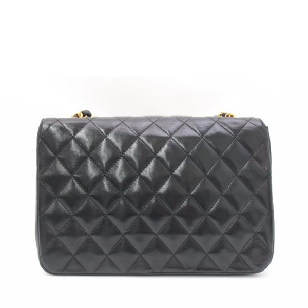 71009 2 CHANEL Coco Mark Diagonal Leather Chain Shoulder Bag Black