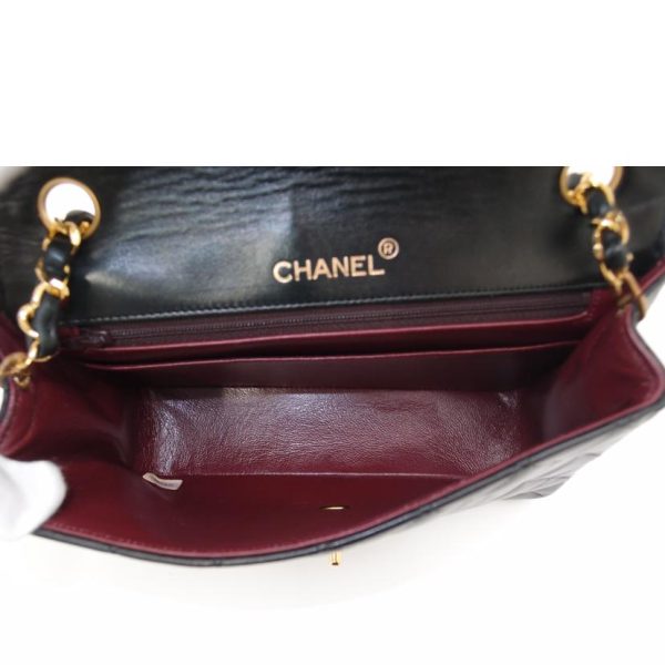 71009 5 CHANEL Coco Mark Diagonal Leather Chain Shoulder Bag Black