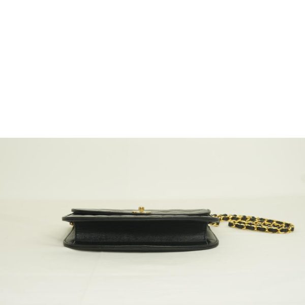 71020 3 Chanel Matelasse Turn Lock Chain Shoulder Bag Black