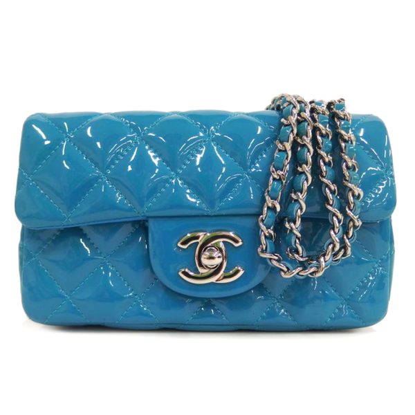 71030 1 CHANEL Mini Matelasse Pouch Enamel Blue