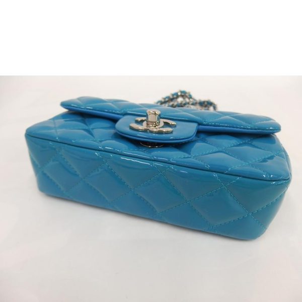 71030 4 CHANEL Mini Matelasse Pouch Enamel Blue