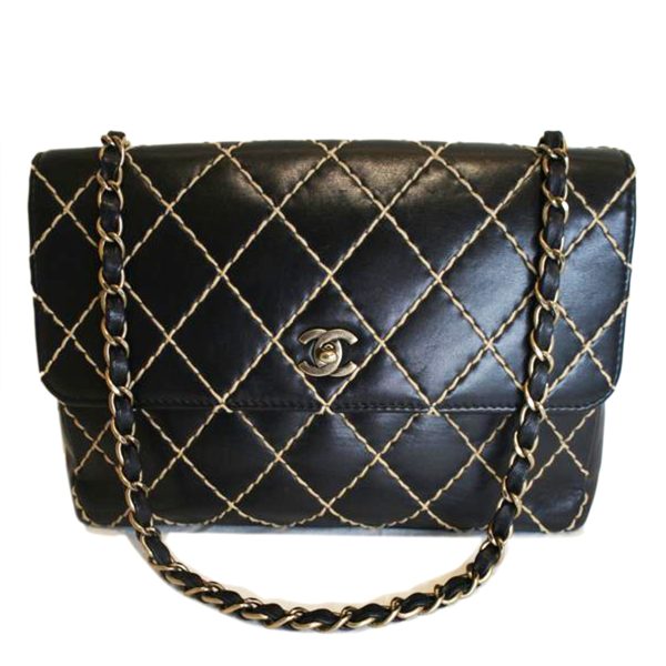 71086 1 Chanel Wild Stitch Chain Shoulder Bag Black