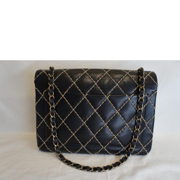 71086 2 Chanel Wild Stitch Chain Shoulder Bag Black