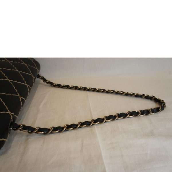 71086 4 Chanel Wild Stitch Chain Shoulder Bag Black