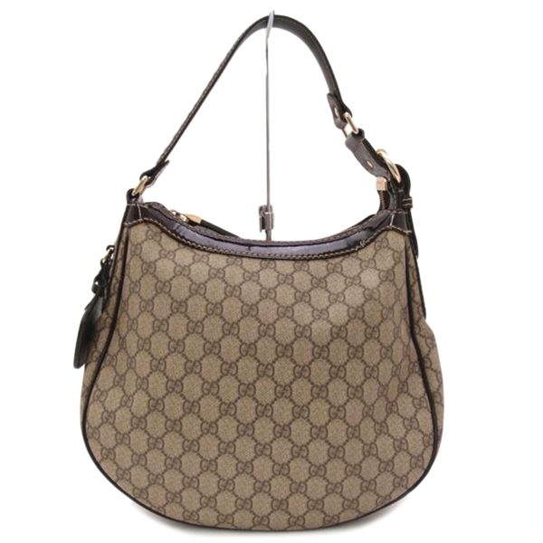 71306 1 Gucci Patent Leather GG Supreme One Shoulder Bag Beige