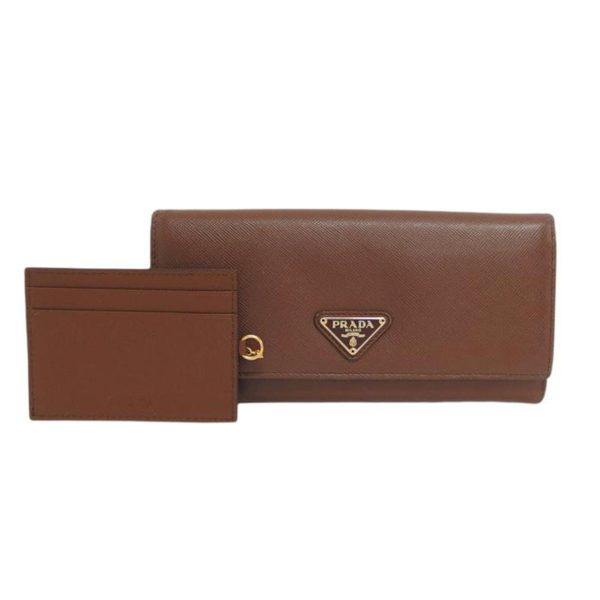 71307 1 Prada Saffiano Bi Fold Long Wallet Bag Brown