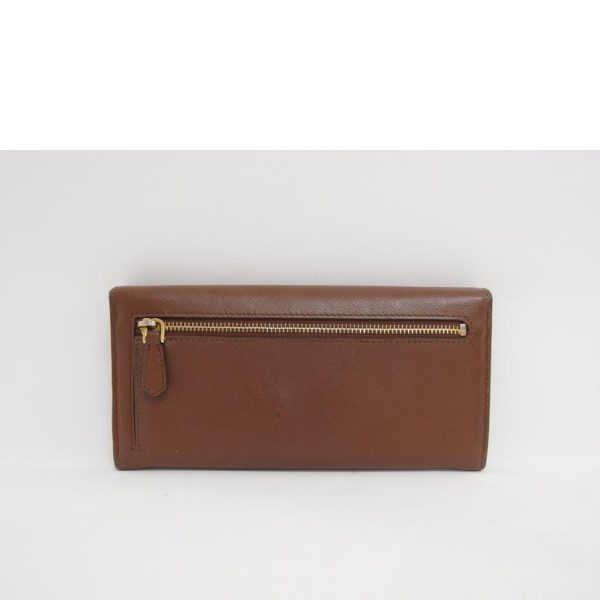 71307 2 Prada Saffiano Bi Fold Long Wallet Bag Brown