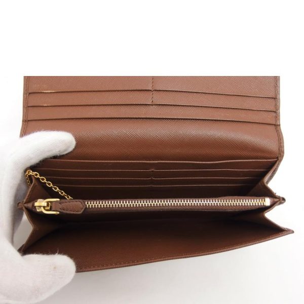 71307 5 Prada Saffiano Bi Fold Long Wallet Bag Brown