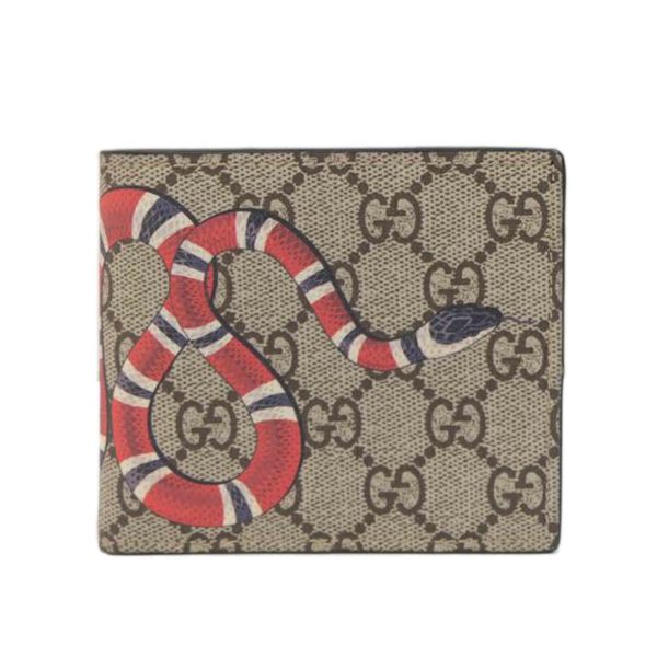 71327 1 Gucci GG Supreme Snake Print Fold Wallet