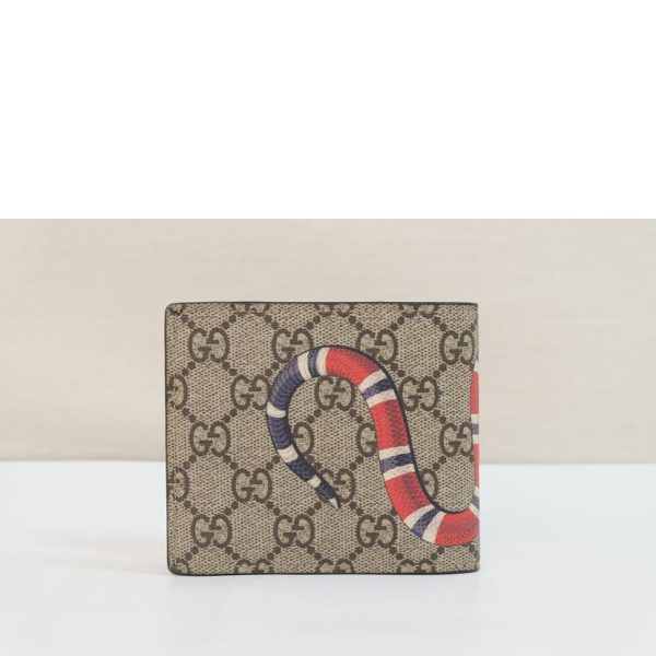 71327 2 Gucci GG Supreme Snake Print Fold Wallet