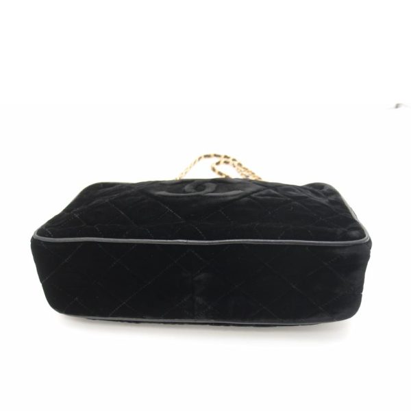 71344 3 Chanel Matelasse Velvet Chain Shoulder Bag Black