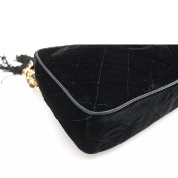 71344 7 Chanel Matelasse Velvet Chain Shoulder Bag Black