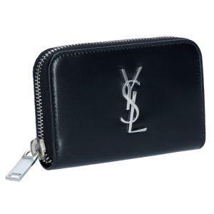 71427 1 SAINT LAURENT PARIS Coin Case Coin Purse Cassandra Black