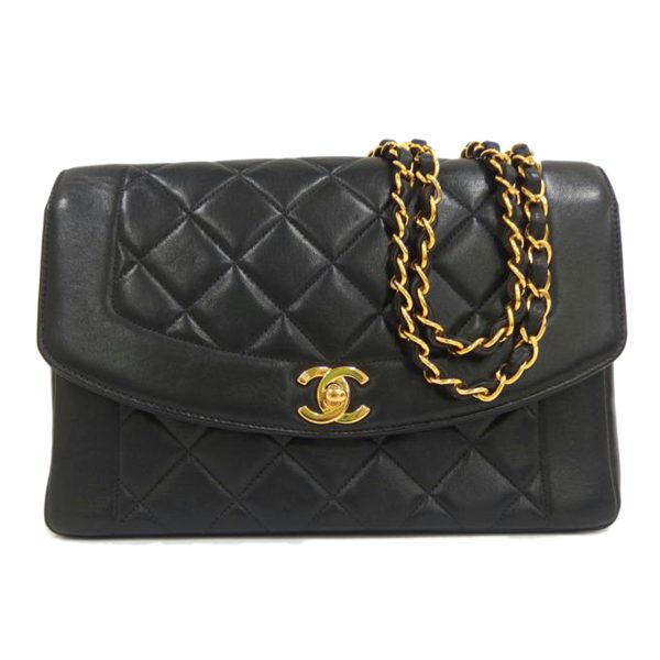 71474 1 CHANEL Diana Flap Chain Shoulder Bag Black