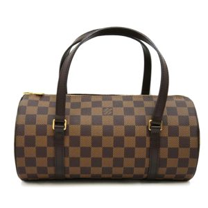 71484 1 Gucci GG Canvas Tote Leather Handbag Light Brown