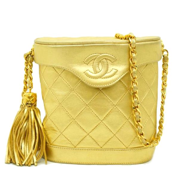 71569 1 Chanel Matelassé Fringe Chain Shoulder Bag Yellow