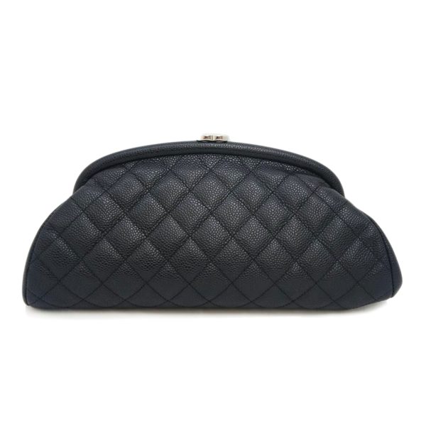 71600 1 Chanel Matelasse Caviar Skin Gama Mouth Clutch SV Metal Fittings