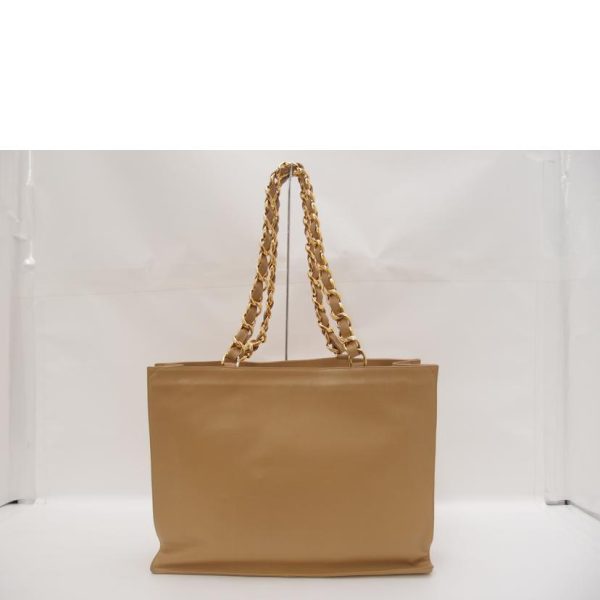 71641 2 Chanel Lambskin Chain Tote Bag Camel