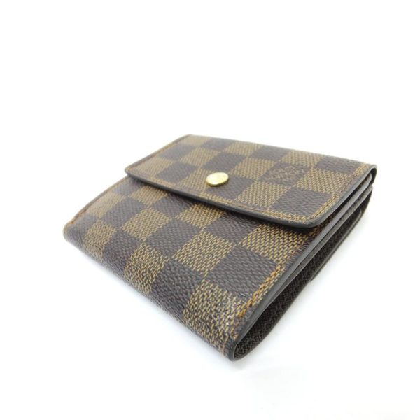 71642 3 Louis Vuitton Portomone Bier Cult Credit Damier Ebene Canvas Wallet Brown