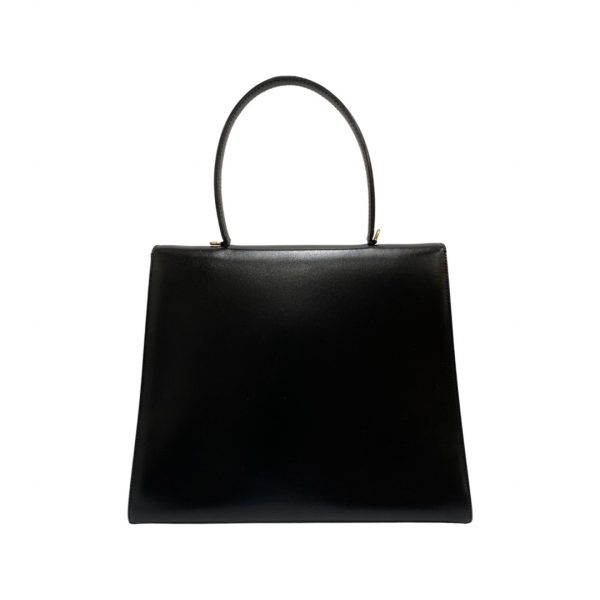 716l716 25542 4 Celine Vintage Circle Logo Metal Calf Leather Mini Tote Bag Black