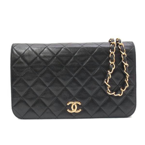 71733 1 Chanel Matrassel Lambskin Push Lock Chain Shoulder Bag Black