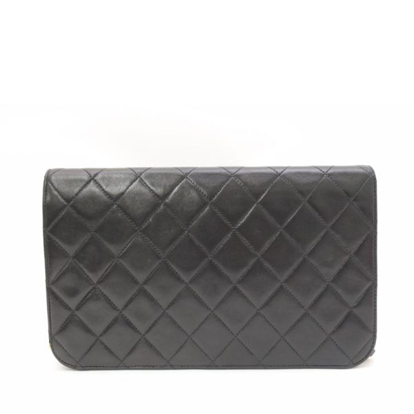 71733 2 Chanel Matrassel Lambskin Push Lock Chain Shoulder Bag Black