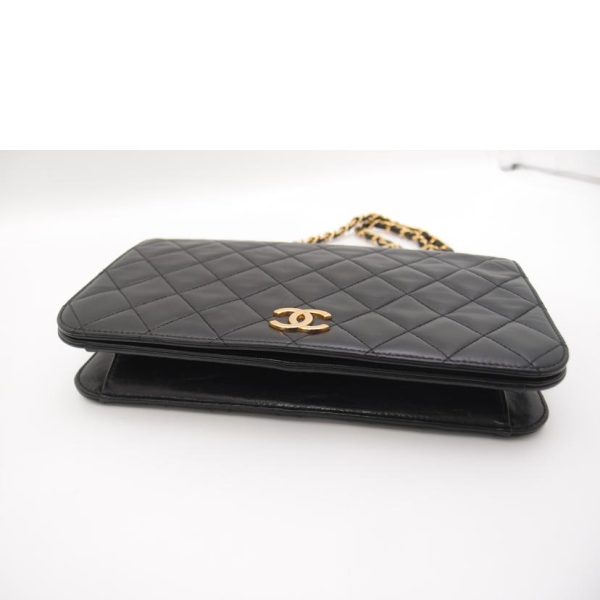 71733 3 Chanel Matrassel Lambskin Push Lock Chain Shoulder Bag Black