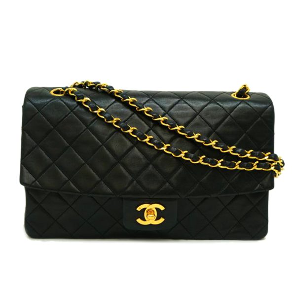 71781 1 Chanel Matra Serum Skin Chain Shoulder Bag Black